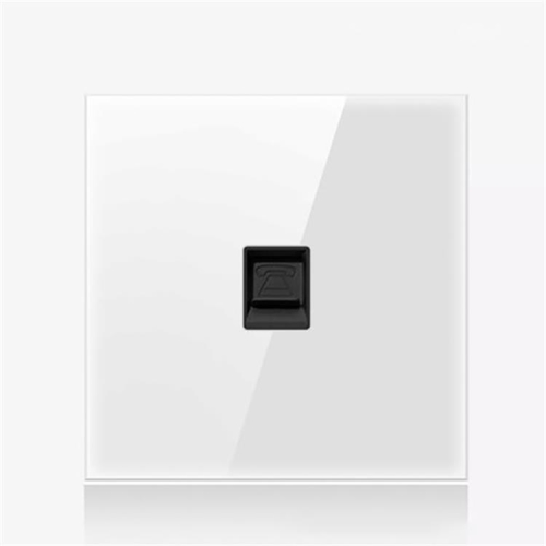 

86mm Round LED Tempered Glass Switch Panel, White Round Glass, Style:Telephone Socket