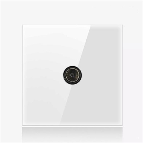 

86mm Round LED Tempered Glass Switch Panel, White Round Glass, Style:TV Socket