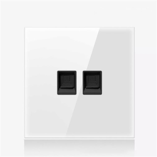 

86mm Round LED Tempered Glass Switch Panel, White Round Glass, Style:Dual Computer Socket