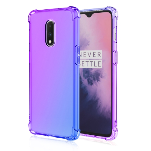 

For OnePlus 7 Four-Corner Airbag Shockproof Gradient Color TPU Protective Case(Purple Blue)