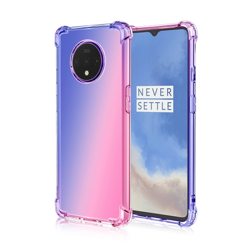 

For OnePlus 7T Four-Corner Airbag Shockproof Gradient Color TPU Protective Case(Blue Pink)