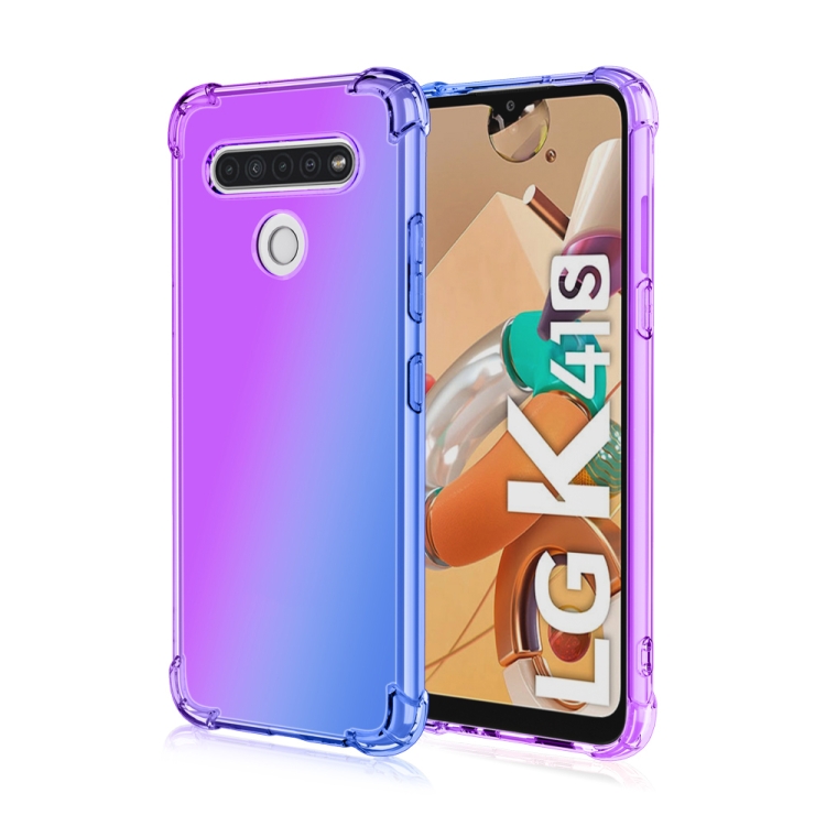 

For LG K41S Four-Corner Airbag Shockproof Gradient Color TPU Protective Case(Purple Blue)