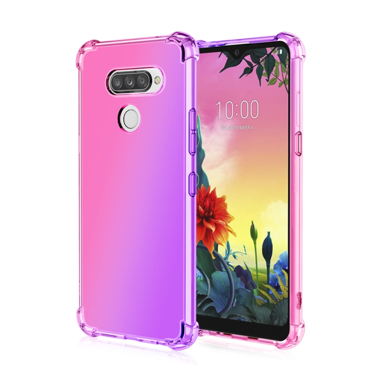 

For LG K50S Four-Corner Airbag Shockproof Gradient Color TPU Protective Case(Pink Purple)
