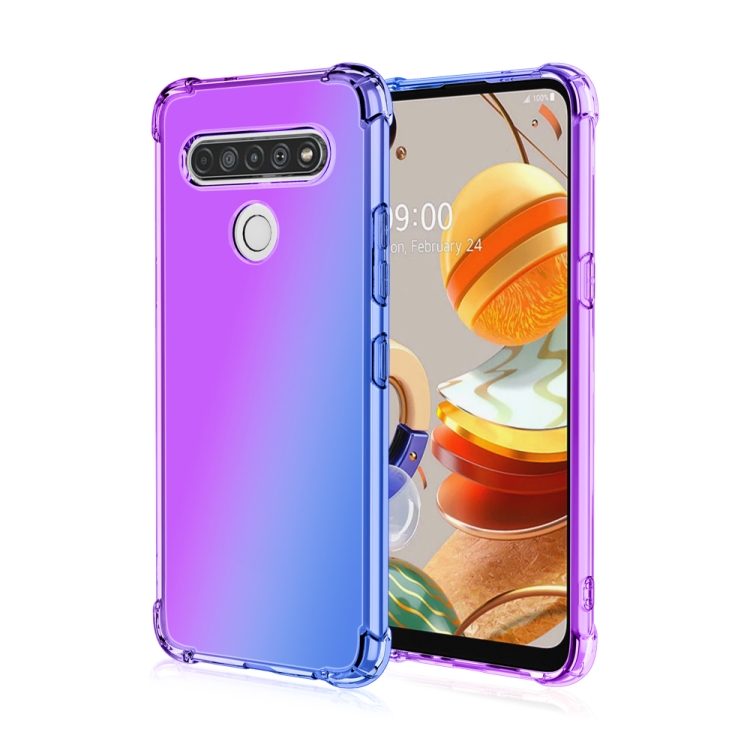 

For LG K61 Four-Corner Airbag Shockproof Gradient Color TPU Protective Case(Purple Blue)