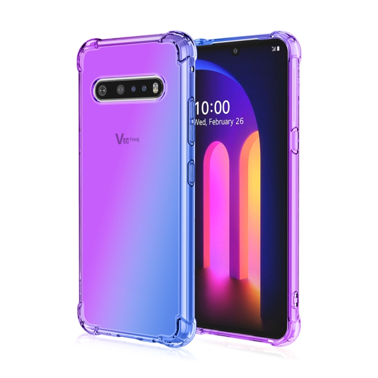 

For LG V60 Four-Corner Airbag Shockproof Gradient Color TPU Protective Case(Purple Blue)