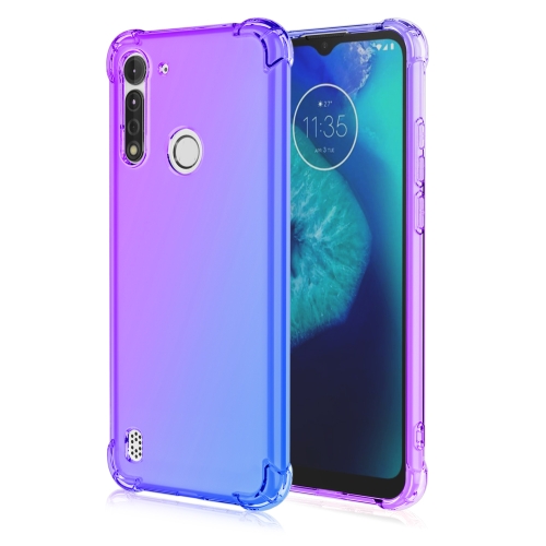 

For Motorola Moto G8 Power Lite Four-Corner Airbag Shockproof Gradient Color TPU Protective Case(Purple Blue)