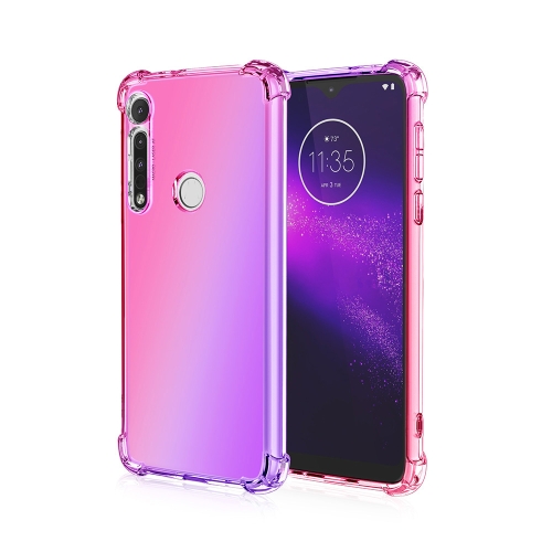 

For Motorola Moto G8 Plus Four-Corner Airbag Shockproof Gradient Color TPU Protective Case(Pink Purple)