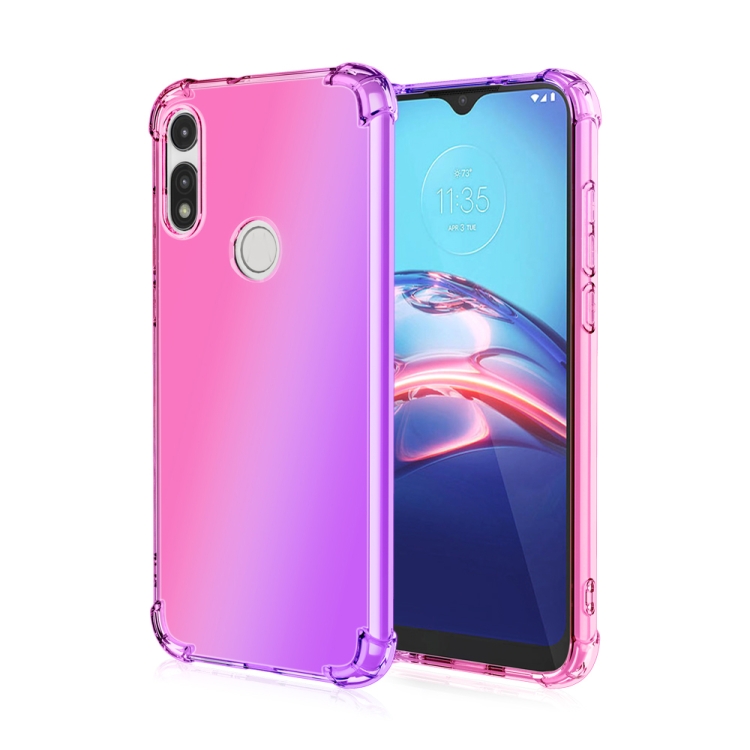 

For Motorola Moto E(2020) Four-Corner Airbag Shockproof Gradient Color TPU Protective Case(Pink Purple)