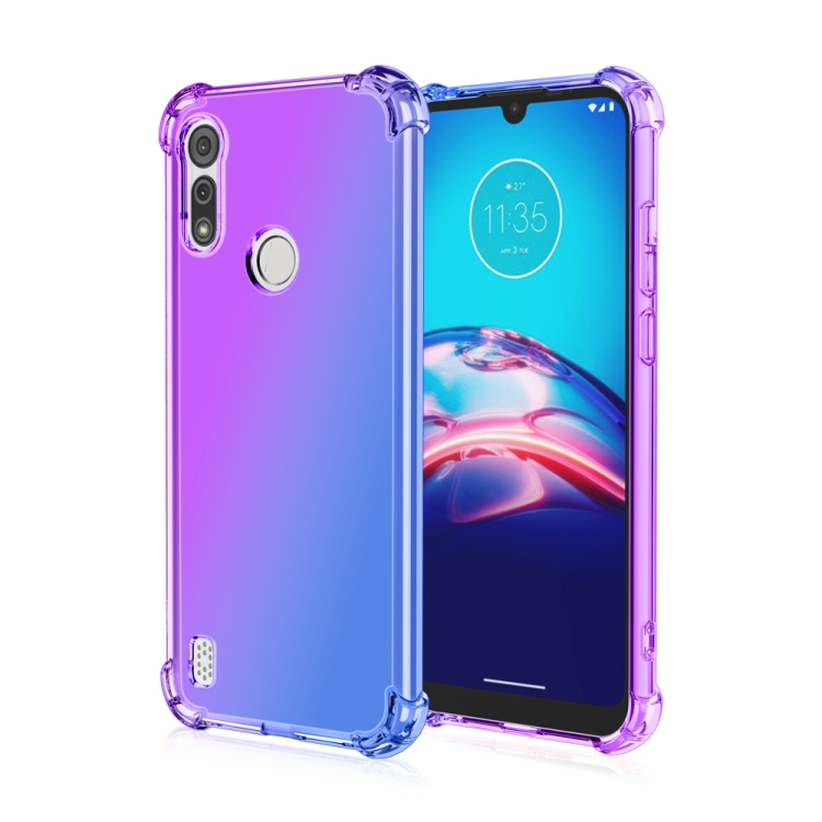 

For Motorola Moto E6s (2020) Four-Corner Airbag Shockproof Gradient Color TPU Protective Case(Purple Blue)