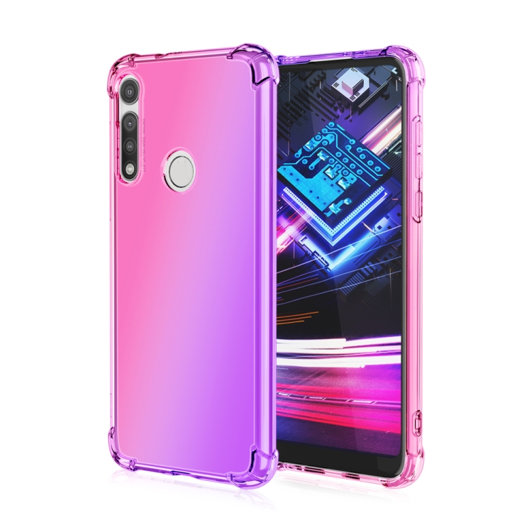 

For Motorola Moto G Fast Four-Corner Airbag Shockproof Gradient Color TPU Protective Case(Pink Purple)