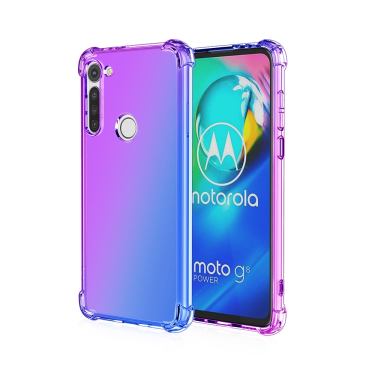 

For Motorola Moto G8 Power Four-Corner Airbag Shockproof Gradient Color TPU Protective Case(Purple Blue)