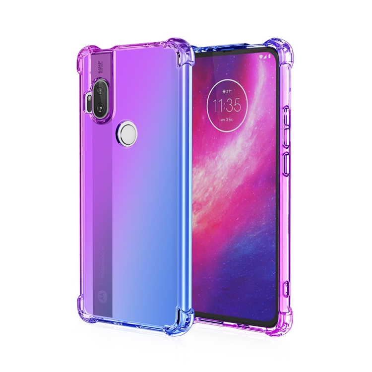 

For Motorola Moto One Hyper Four-Corner Airbag Shockproof Gradient Color TPU Protective Case(Purple Blue)