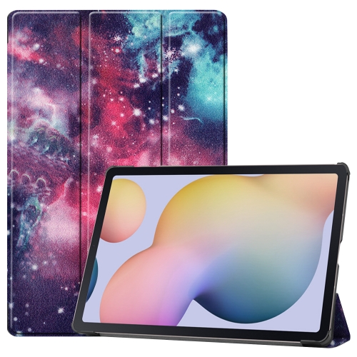 

For Samsung Galaxy Tab S7 Plus Custer Painted PU Leather Case with Sleep / Wake-up Function & 3-Fold Holder(Galaxy Nebula)