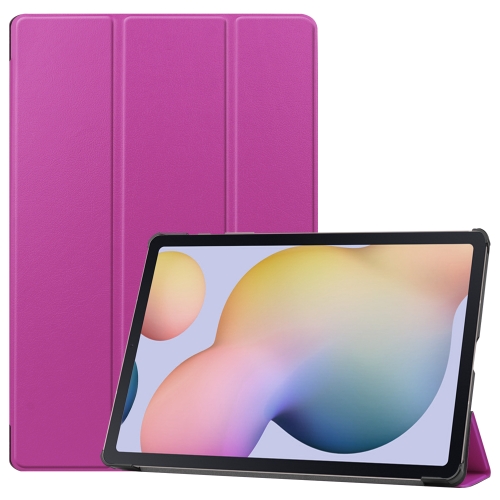 

For Samsung Galaxy Tab S7 Plus Custer Texture Smart PU Leather Case with Sleep / Wake-up Function & 3-Fold Holder(Purple)