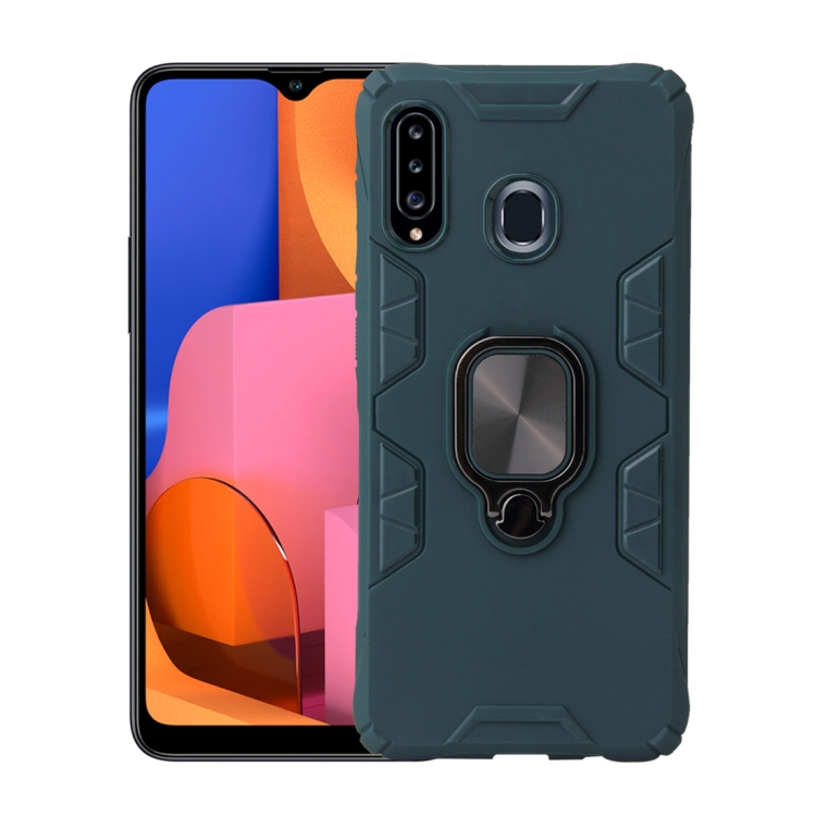 

For Samsung Galaxy A20 / A30 Shockproof TPU Full Coverage Protective Case with 360 Degree Rotating Ring Holder(Green)