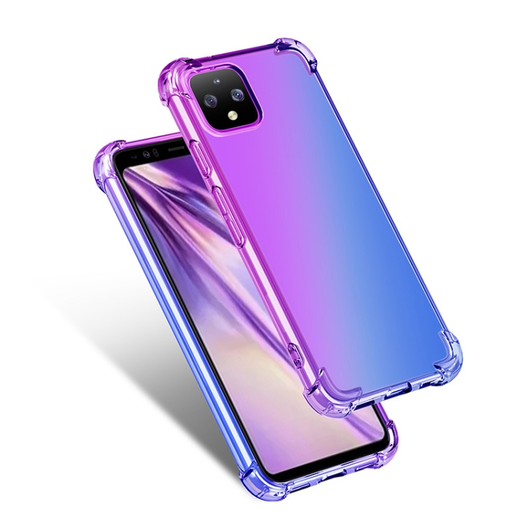 

For Google Pixel 4 Four-Corner Airbag Shockproof Gradient Color TPU Protective Case(Purple Blue)
