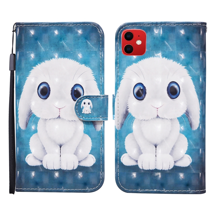

For iPhone 11 3D Painted Pattern Horizontal Flip Leather Case with Holder & Wallet & Card slot & Lanyard(Rabbit)