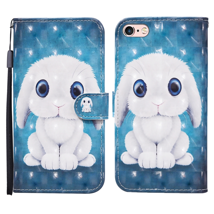

For iPhone SE 2020 / 8 / 7 3D Painted Pattern Horizontal Flip Leather Case with Holder & Wallet & Card slot & Lanyard(Rabbit)