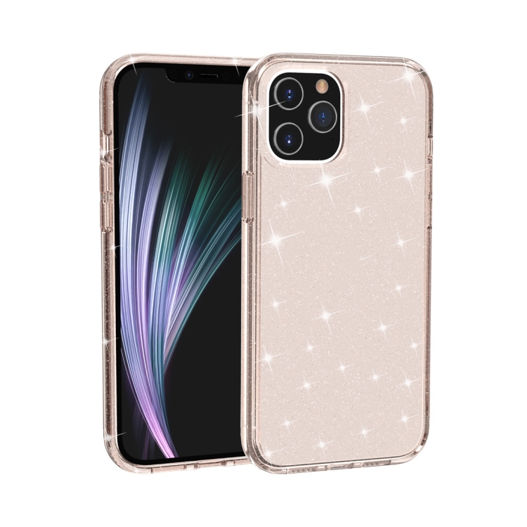 

For iPhone 12 Pro Max Shockproof Terminator Style Glitter Powder Protective Case(Gold)
