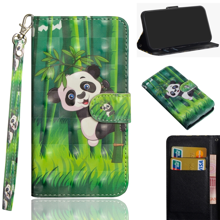 

For Samsung Galaxy A70s 3D Painting Pattern Horizontal Flip TPU + PU Leather Case with Holder & Card Slots & Wallet(Panda Climbing Bamboo)