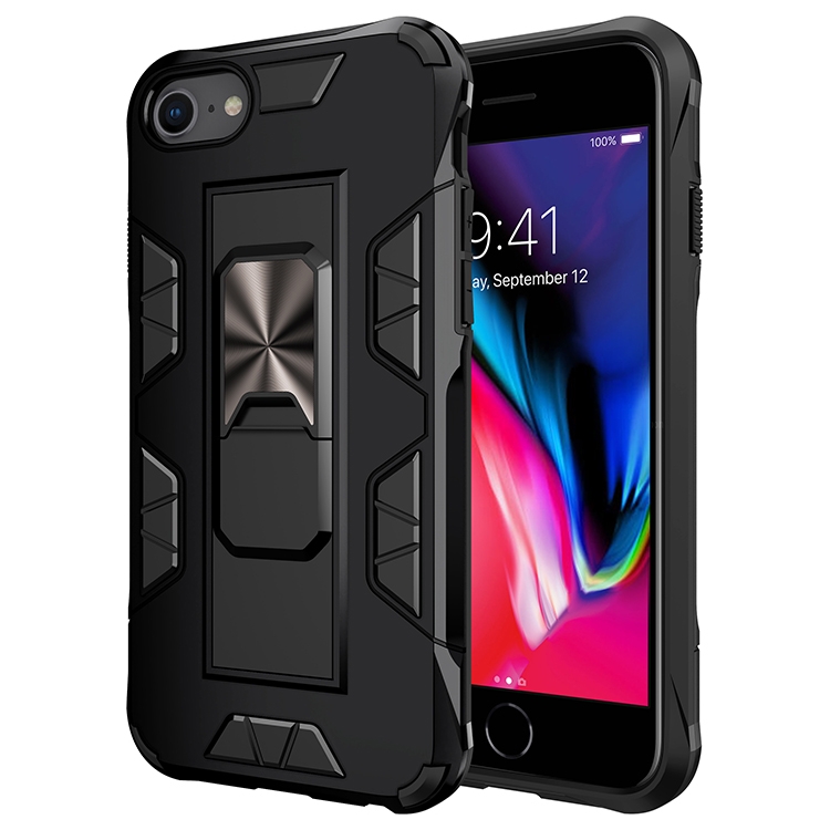 

For iPhone SE 2020 & 8 & 7 Armor Shockproof TPU + PC Magnetic Protective Case with Invisible Holder(Black)