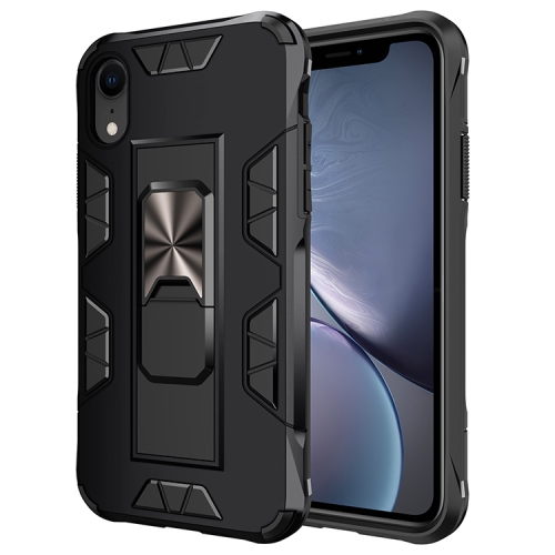 

For iPhone XR Armor Shockproof TPU + PC Magnetic Protective Case with Invisible Holder(Black)