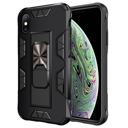 

For iPhone XS Max Armor Shockproof TPU + PC Magnetic Protective Case with Invisible Holder(Black)