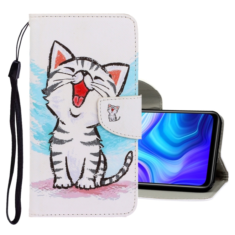 

For Xiaomi Redmi 9A 3D Colored Drawing Horizontal Flip PU Leather Case with Holder & Card Slots & Wallet(Red Mouth Cat)