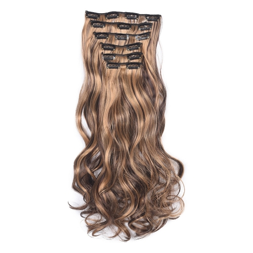 

2 PCS 50cm 16 Card Long Curly Hair Wig Seamless Hair Extension Piece(7.4H27#)