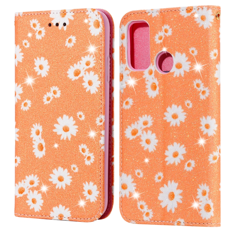 

For Huawei P Smart 2020 Glittering Daisy Magnetic Horizontal Flip Leather Case with Holder & Card Slots & Photo Frame(Orange)