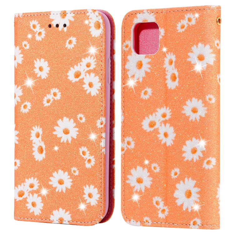 

For Huawei Y5P (2020) Glittering Daisy Magnetic Horizontal Flip Leather Case with Holder & Card Slots & Photo Frame(Orange)