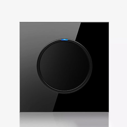 

86mm Round LED Tempered Glass Switch Panel, Black Round Glass, Style:One Billing Control