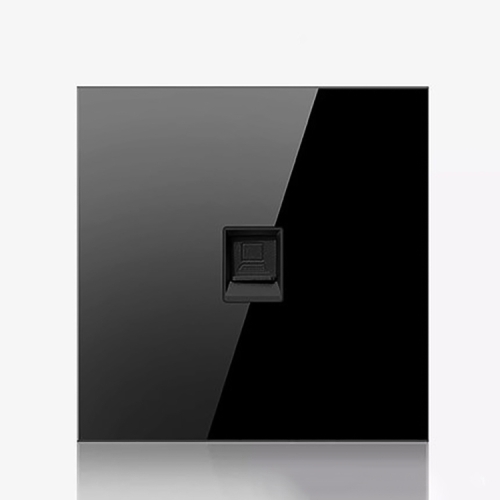 

86mm Round LED Tempered Glass Switch Panel, Black Round Glass, Style:Computer Socket