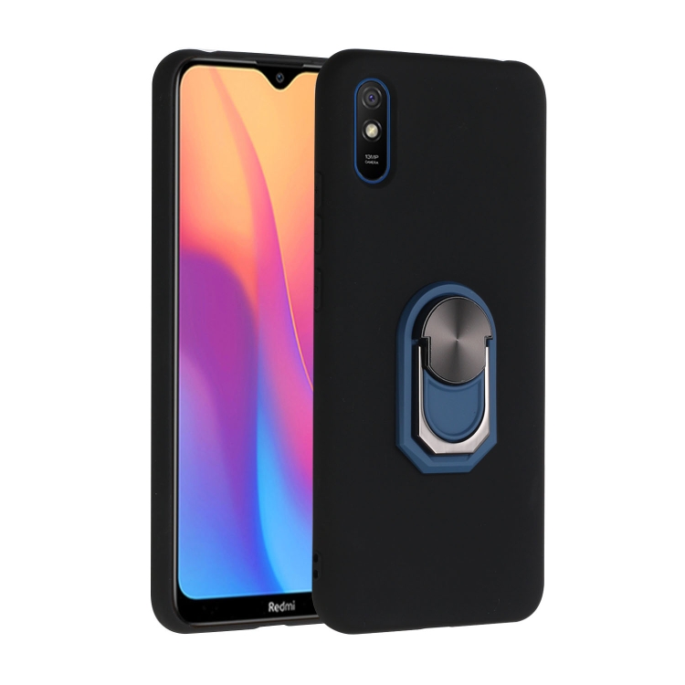 

For Xiaomi Redmi 9A Black Armor PC + TPU Shockproof Protective Case with Ring Holder(Blue)