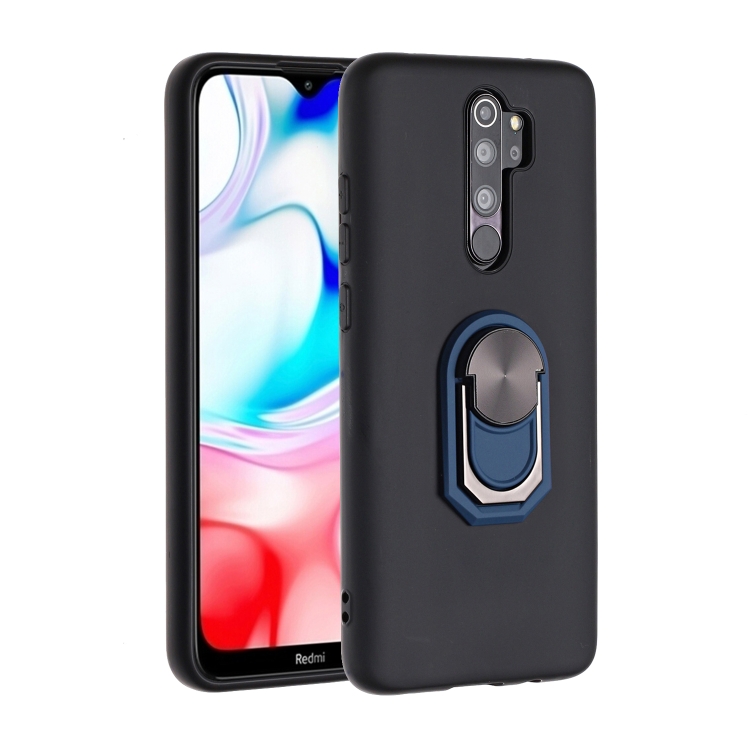 

For Xiaomi Redmi Note 8 Pro Black Armor PC + TPU Shockproof Protective Case with Ring Holder(Blue)