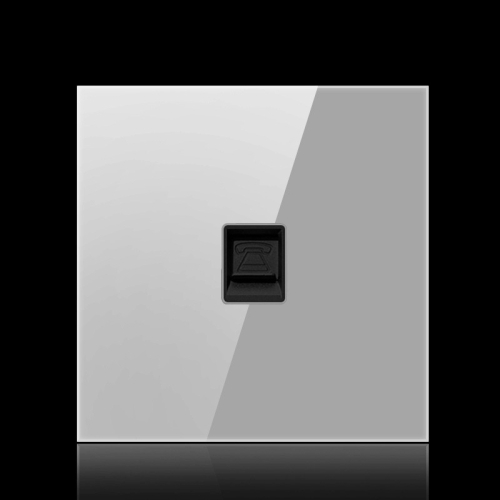 

86mm Round LED Tempered Glass Switch Panel, Gray Round Glass, Style:Telephone Socket