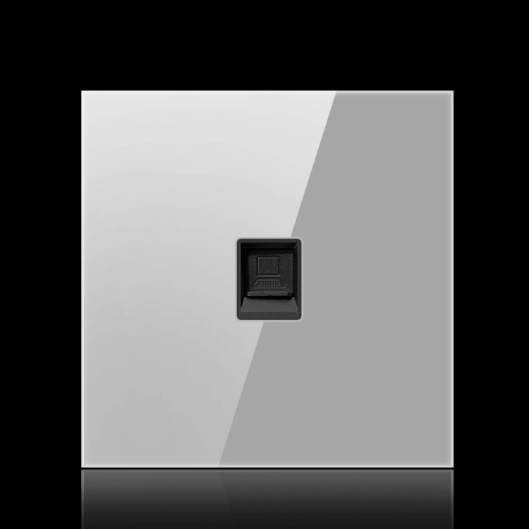 

86mm Round LED Tempered Glass Switch Panel, Gray Round Glass, Style:Computer Socket