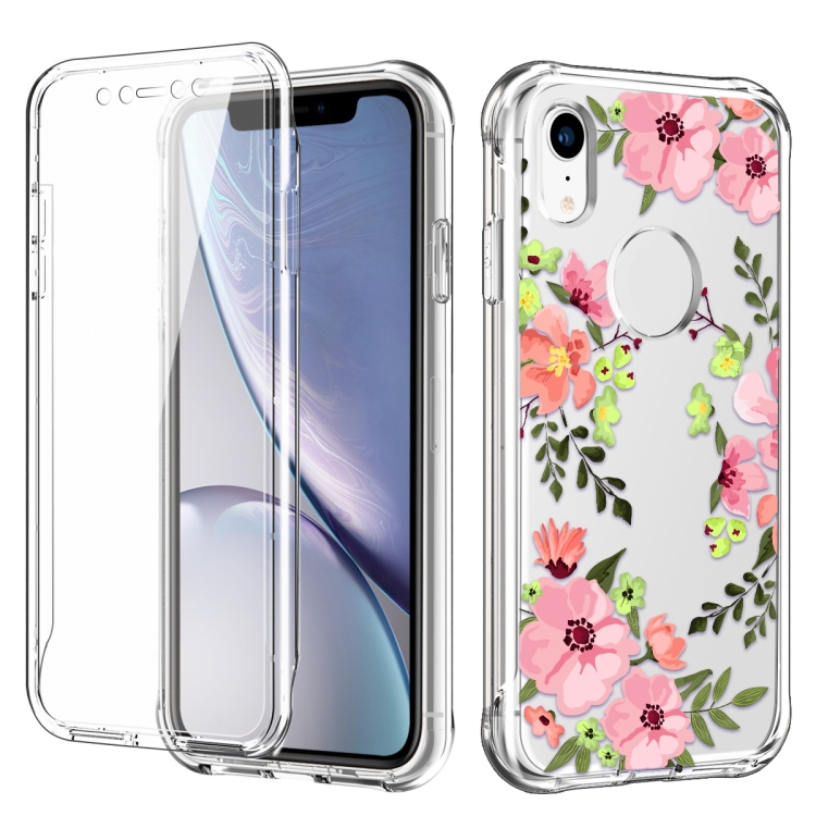 

For iPhone XR C Style Pattern PC + TPU + PET Screen Protection IMD Craft Case(Floral)