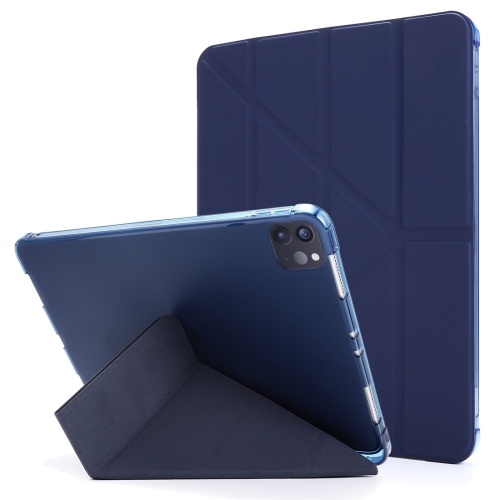 

For iPad Pro 11 (2020/2018) / Air 2020 10.9 Multi-folding Horizontal Flip PU Leather + Shockproof TPU Case with Holder & Pen Slot(Dark Blue)