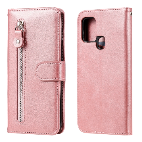 

For Samsung Galaxy A21s Fashion Calf Texture Zipper Horizontal Flip Leather Case with Holder & Card Slots & Wallet(Rose Gold)
