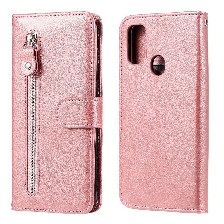 

For Samsung Galaxy M30s Fashion Calf Texture Zipper Horizontal Flip Leather Case with Holder & Card Slots & Wallet(Rose Gold)