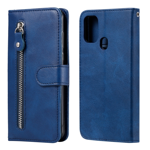 

For Samsung Galaxy M31 Fashion Calf Texture Zipper Horizontal Flip Leather Case with Holder & Card Slots & Wallet(Blue)