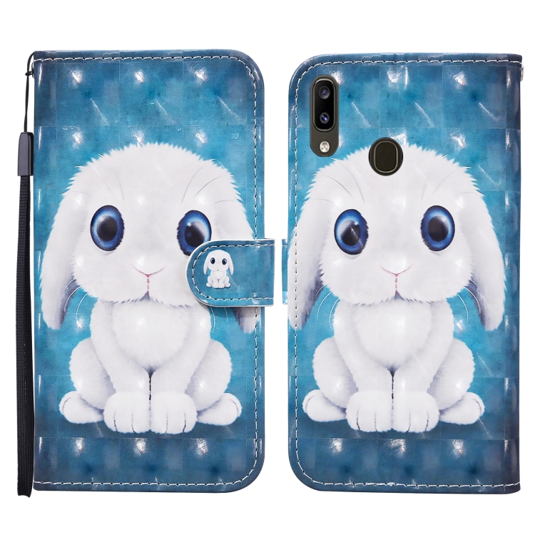 

For Samsung Galaxy A20 / A30 Colored Drawing Pattern Horizontal Flip Leather Case with Holder & Card Slots & Wallet(Rabbit)