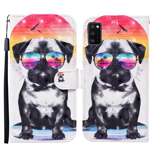 

For Samsung Galaxy A41 Colored Drawing Pattern Horizontal Flip Leather Case with Holder & Card Slots & Wallet(Glasses Dog)