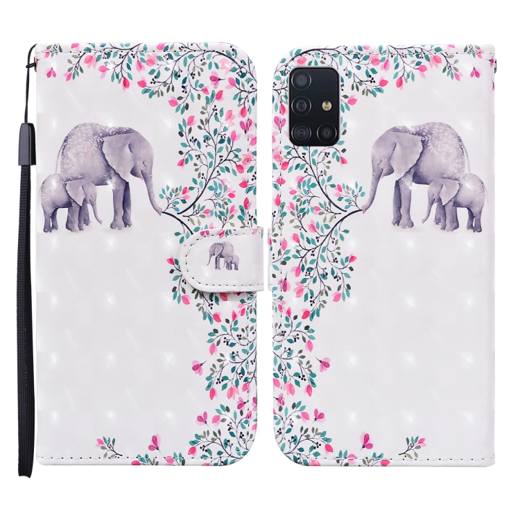 

For Samsung Galaxy A71 Colored Drawing Pattern Horizontal Flip Leather Case with Holder & Card Slots & Wallet(Flower Elephant)