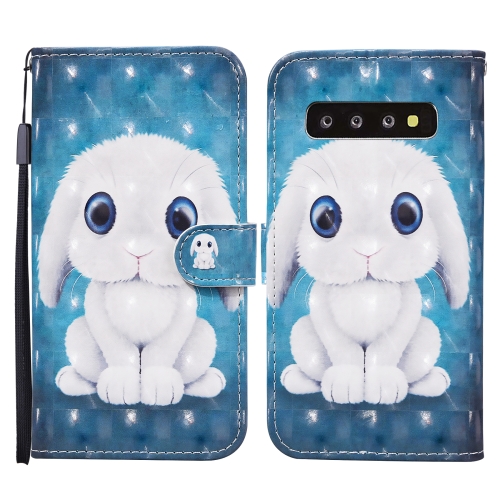 

For Samsung Galaxy S10 Colored Drawing Pattern Horizontal Flip Leather Case with Holder & Card Slots & Wallet(Rabbit)