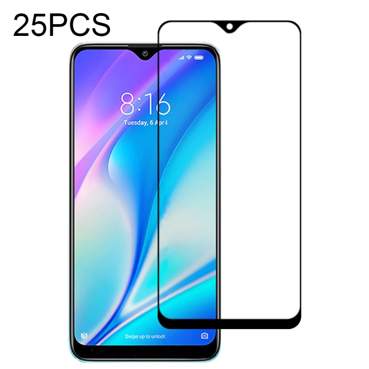 

For Xiaomi Redmi 9C 25 PCS Full Glue Full Screen Tempered Glass Film