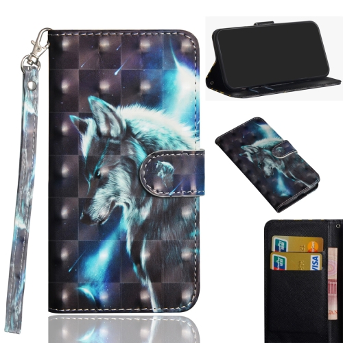 

For Huawei Y5p 3D Painted Pattern Horizontal Flip TPU + PU Leather Case with Holder & Wallet & Card slot & Lanyard(Wolf)