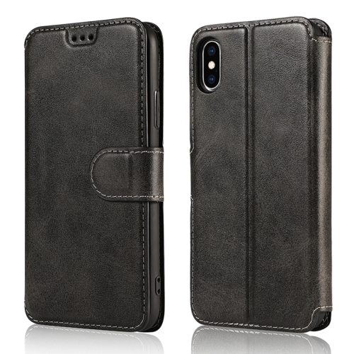 

For iPhone XS Max Calf Texture Magnetic Buckle Horizontal Flip Leather Case with Holder & Card Slots & Wallet & Photo Frame(Black)