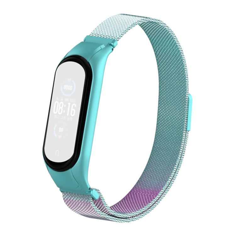 

For Xiaomi Mi Band 5 Milan Two-tone Loop Magnetic Strap(White Cloud Blue)